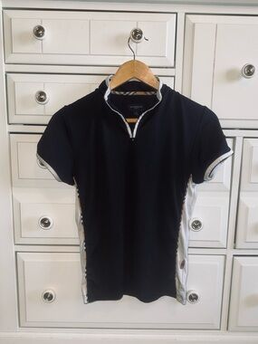 Burberry Golf Black Quarter-Zip with Nova Check Trim